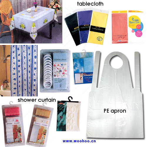 PE Apron & Shower Curtain, PVC/PE Tablecloth